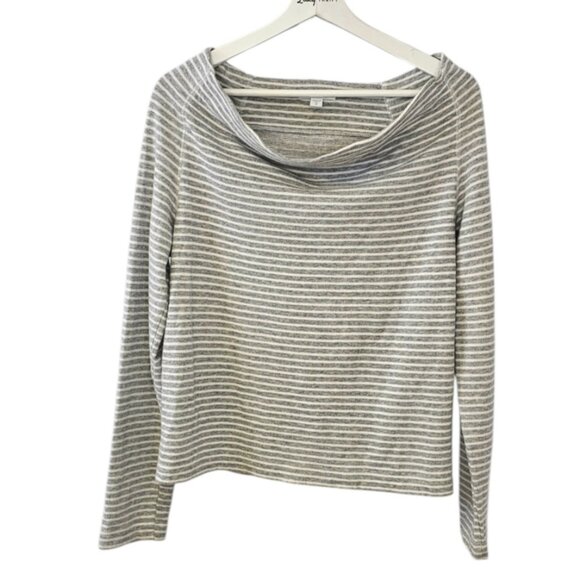 Standard James Perse Womens Striped Cowl Neck Long Sleeve Shirt, Cotton, Sz 2/ M - Picture 1 of 8